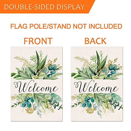 Winotic Spring Decor House Flag 28X40 Inches, Floral Leaves Welcome Flag Vertical Double Sided, Outdoor Spring Decoration Farmhouse Large Flag For Yard Lawn Home Decor (Multi Green(28"X40")) #TOP3
