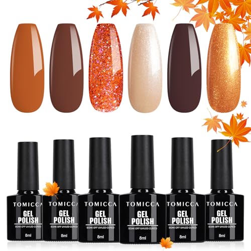 TOMICCA ジェルネイル 6色 8ml UV/LED対応 秋ネイルジェルセット 初心者からプロまで使えるのサムネイル