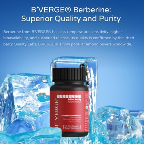 Image of B'VERGE Berberine Supplement 98% (berberis vulgaris) | With Milk Thistle Capsules for Liver | 7 Veg Capsules