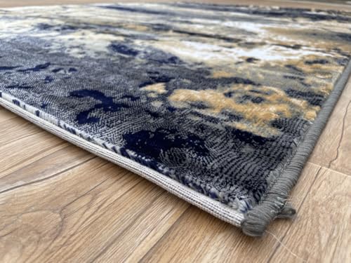 Image of Modern 2x5 Feet (60x150 CM) Silk Touch Carpet for Hallway Bedroom | Washable Anti-Skid | Multicolor Spiral Pattern | Stain-Resistant Floor Rug for Bedside Hallway