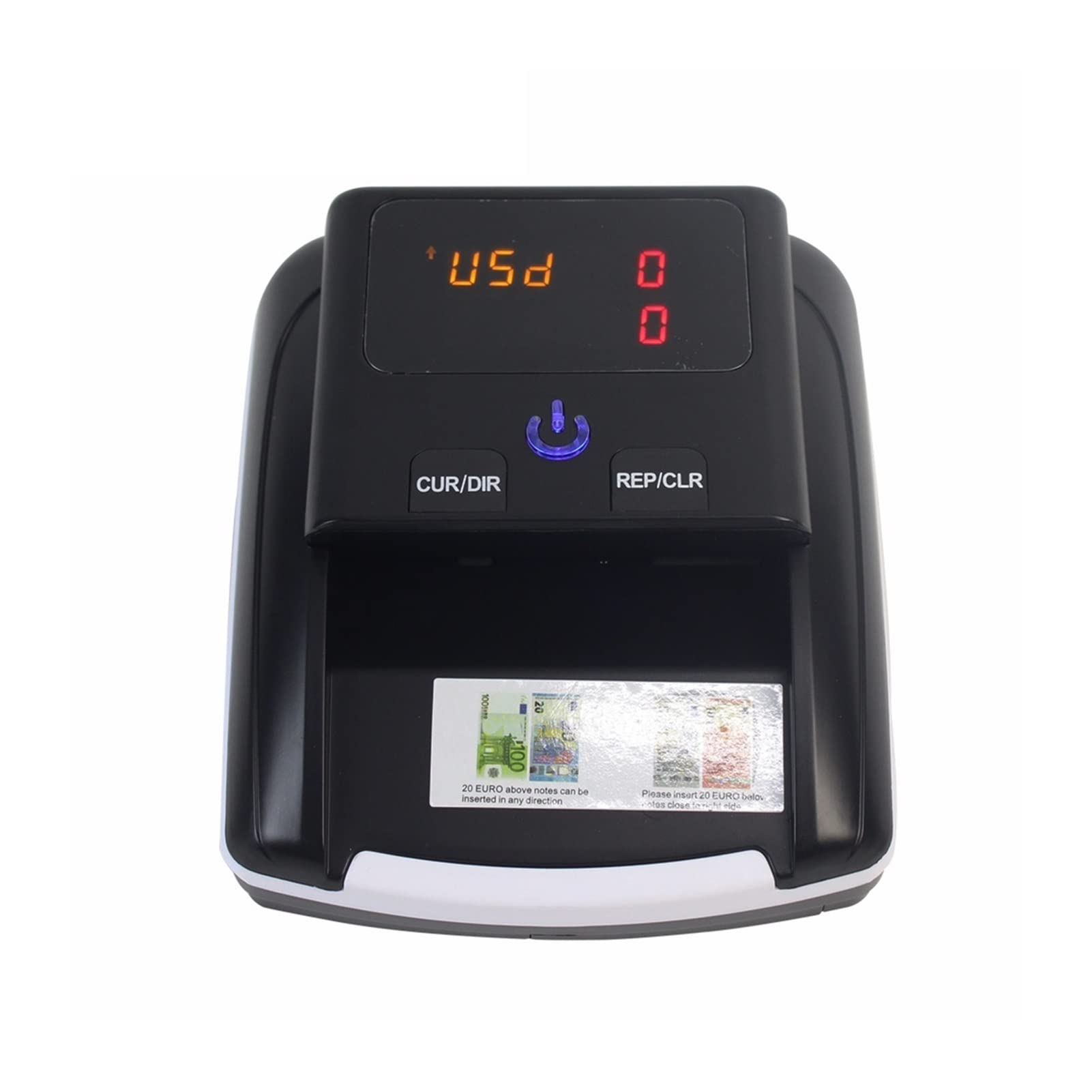 Rilevatore portatile di banconote false in euro e dollari USA, macchina conta-soldi contraffatti, identificazione rapida di denaro contante con display LED(With battery)