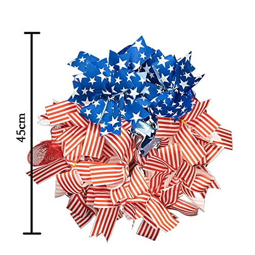 Independence Day Patriotic Wreath For Front Door,July 4Th Wreath White Blue Red,Memorial Day Wreaths Decorations, Summer Festival Celebration Farmhouse Wreaths For Window Wall Home Decor 18In #TOP6