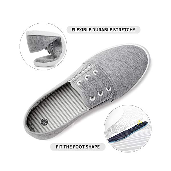 kufeiti Women's Canvas Slip On Shoes Sneakers for Women Fashion Comfortable White Black Elastic Sneakers for Women