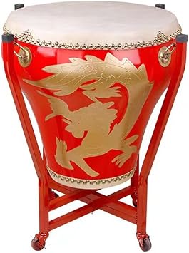 JITEM Chinese Drum Set, Dragon Drum, Cowhide Drum, Chinese National Musical Instrument Drum with Drum Stick, Drum Stand, Square ScarfSize52cm