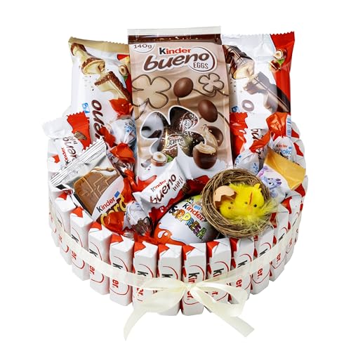 Onza Chocolat de Paques Kinder Bueno - Coffret cadeau de bonbons Kinder Chocolats, Oeufs de paques Kinder Surprise, Kinder Eggs, Happy Hippo Biscuits, Chocobon - Cadeau...