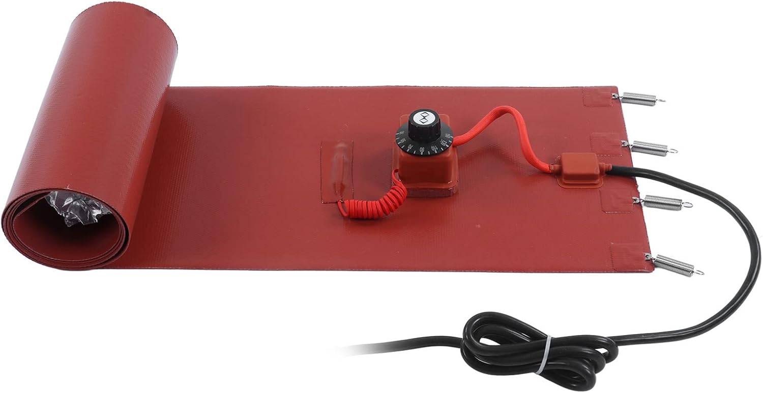 Drum Pail Heater Silicone Heating Pad 200L Oil Drum Heater Belt with Elastic Spring Thermostat for Oil Drums Pipes Water Tanks (US Plug 110V)