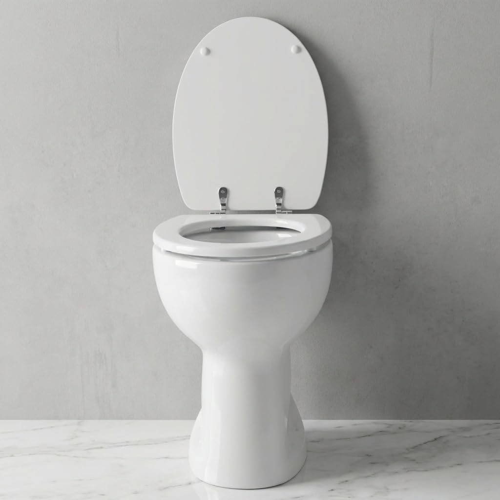 Inodoro blanco elevado sin asiento para personas mayores – Comodidad y accesibilidad