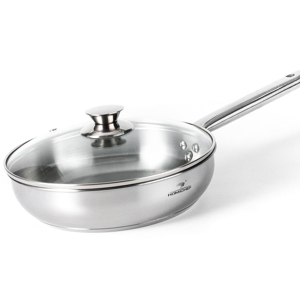 HOMICHEF 9.5 Inch Nickel Free Stainless Steel Saute Pan