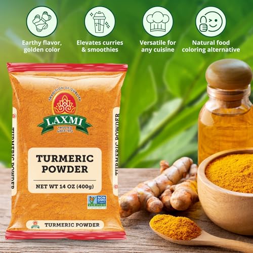 Laxmi Turmeric Powder - 14oz (400g) | Nutrient-Rich Natural Turmeric Powder | Non-GMO certified | Guaranteed Quality and Taste