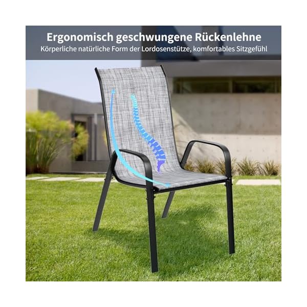 LIFERUN Gartenstühle Textilene Hochlehner 4er-Set
