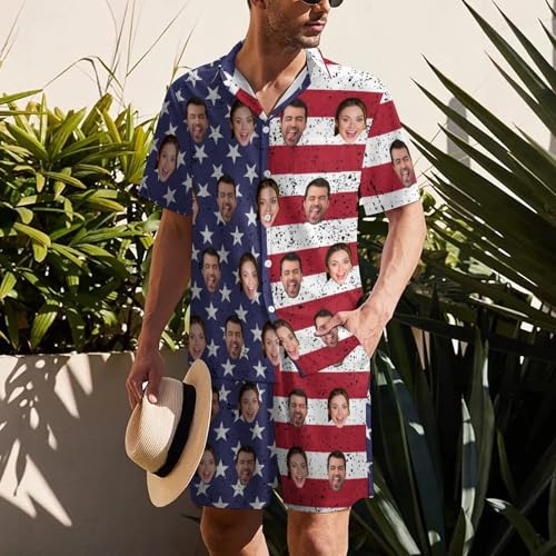 Custom Face Matching Swimsuits for Couples Personalized 2 Piece Set for Men Hawaiian Set Women's Bikini Sets2