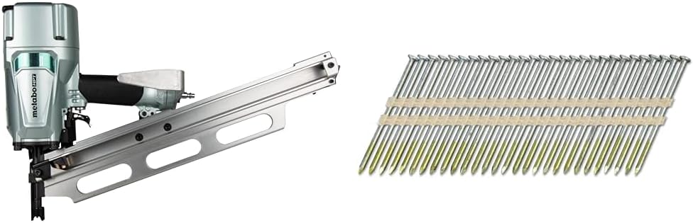 Bundle of Metabo HPT Framing Nailer | NR83A5(S1) + Metabo HPT Framing Nails | 3 In.x .120 | 21 Degree | Full Round Head | Smooth Shank | Bright Basic | 4,000 Count | 10105HPT
