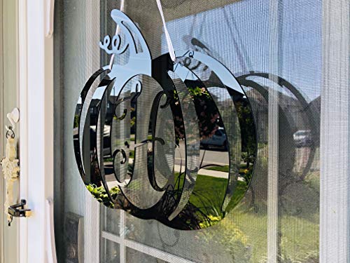 DistinctAndUnique (Black Acrylic, W) Halloween Pumpkin Monogram Door Hanger - Seasonal Decorative Wreath Decor Personalized Letters Rustic Fall Autumn Decoration
