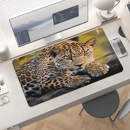 Alfombrilla para mouse grande antideslizante estilo leopardo africano miniatura 6