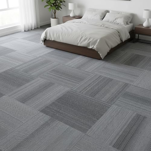 LITA Commercial Carpet Tiles Gradual Gray, 24" x 24" Squares, 18 Tiles, 72 sq ft, Non-Slip Soft Floor Carpet for Office, Bedroom, Living Room, Kitchen, Garage,Easy DIY Installation with Flexlok Tabs by LITA - Used condition - US$103.48