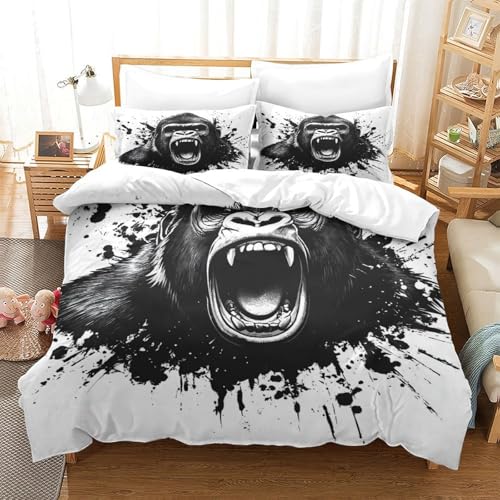 Housse de couette gorille hypoallergique anti-acarien lit ado 140x200