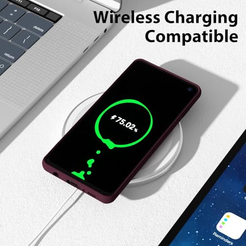 Image of DIZORO Liquid Silicone Case with Microfiber Coushioning Compatible for Samsung Galaxy S10 Shockproof Slim Back Cover, Gel Rubber Full Body Protection (Wine Red)