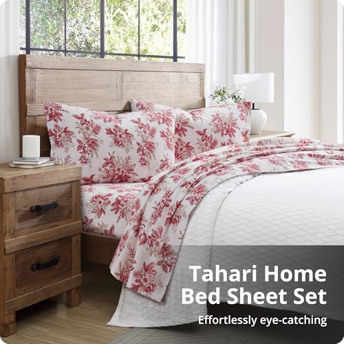 Image of Tahari Home Brushed Flannel 3-Piece Bedding Set, Twin, Toile Red