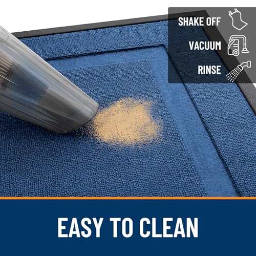 Image of OLANLY Front Door Mat Indoor Outdoor Entrance, Waterproof All-Season, All-Weather Doormat, Sturdy Natural Rubber, Low Profile, Easy Clean Patio Porch Entryway Mat, 35x23, Navy Blue