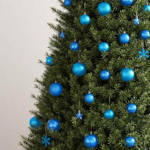 Boules de Noël 111 pièces bleu polystyrène légères pour décorer sans casser