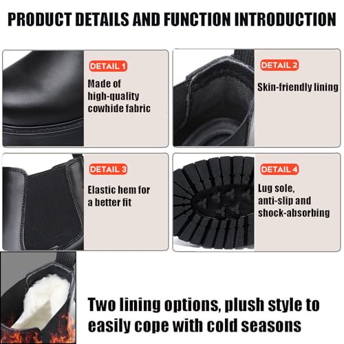 Men's Genuine Leather Chunky Platform Chelsea Dress Boots Luxury Round Toe lug sole Slip-On Outdoor Non Slip Shock Work Ankle Boots3