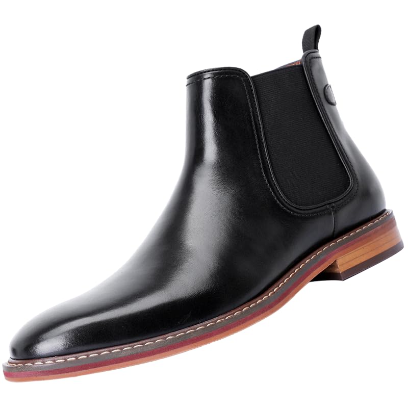 Image of DESAI Men's Chelsea Boots, Handmade Genuine Leather Dress Shoes, Slip On Formal Footwear Booties