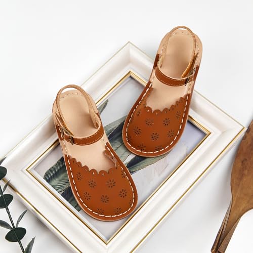 Flaryzone Girls Sandals Closed Toe Summer Flats Dress Sandals Shoes Toddler/Little Kid4