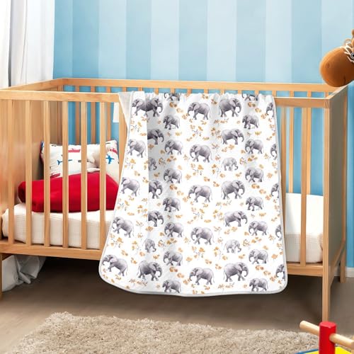 Image of Toddler Blanket for Boys Girls Soft Warm Multi Use Wrap Swaddle for Infant Toddler Kid Crib Bedding 30X40in Aesthetic Elephant White