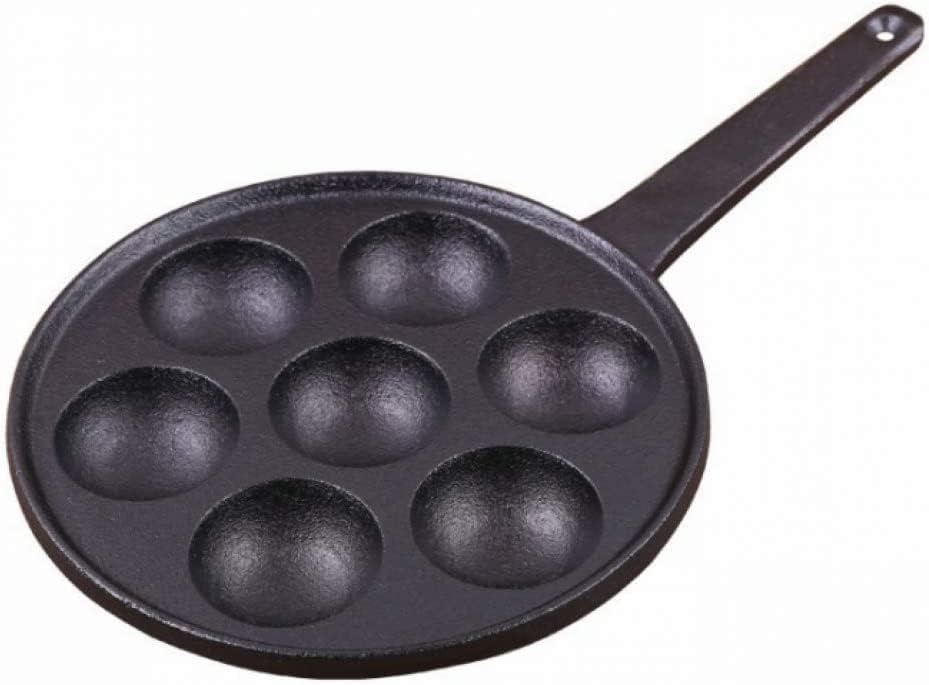 UYSELA Kitchen Craft, hierro fundido, placa de inducción adecuado blini sartén con siete agujeros, hierro fundido, negro