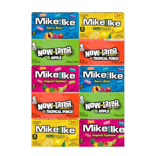 Mezcla surtida de dulces Mike and Ike y Now and Later 10 unidades miniatura 2