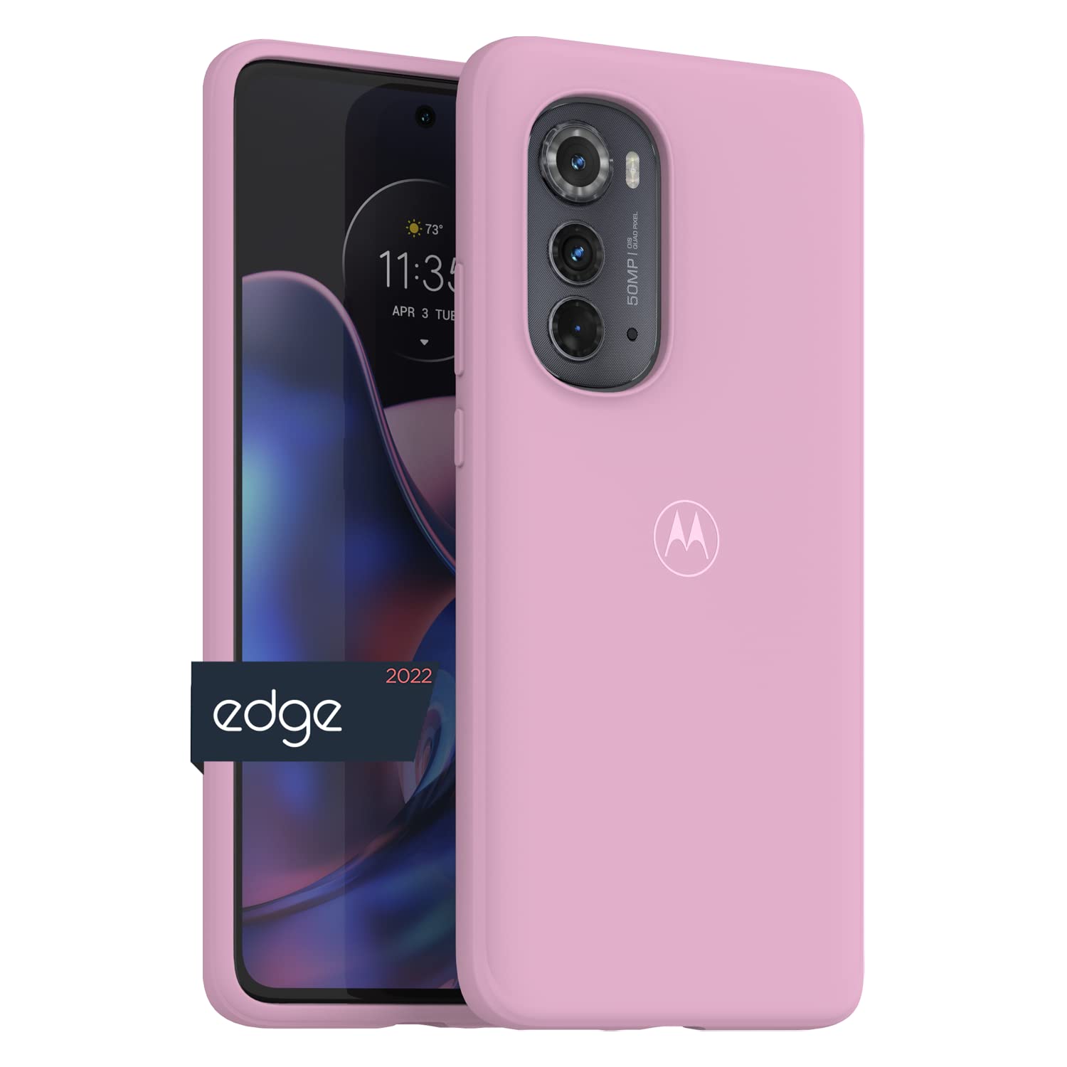 MOTOROLA Moto Edge (2022) Soft Protective Case- Slim Fit- Silicone Coated Exterior, Microfiber Interior Lining, Precision Cutouts, Shock Absorbing Covers- Sunset Pink [NOT for Edge Plus 2022]