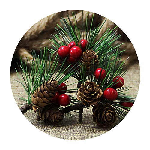 INFILM Lot de 10 branches de pommes de pin rouges artificielles pour cartes de vœux, couronne, décorations de fête de mariage, sapin de Noël, décorations de vacances Cover