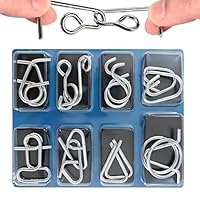 OBEST 18 stuks puzzelspellen, metalen puzzel, denkspel, bevat speelgoed bestaande uit negen in elkaar grijpende schakels, IQ-test, 3D-ontgrendeling
