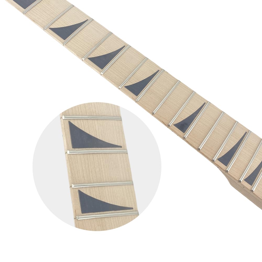 Szyja do gitary elektrycznej 24 progi 648 mm ładna wkładka klon gitara szyja Floyd Rose nakrętka blokująca fajna śruba na szyi na pięcie dwustronne kropki bez wiązania (biała)