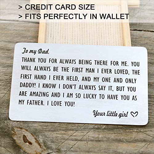 XGAKWD Dad Gifts from Daughter, Engraved Wallet Inserts for Father Papa, Fathers Day Birthday Wedding Thank You Gifts for Daddy from Daughter Kids4