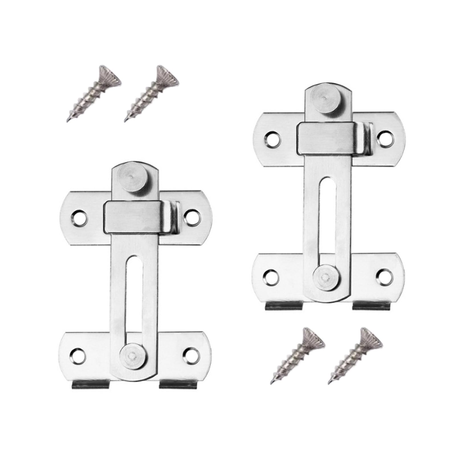 Buxuaaaa Silver 2Pcs Stainless Steel Flipping Door Locks Sliding Doors Locks Antitheft Barn Door Hardware Privacy Bolt