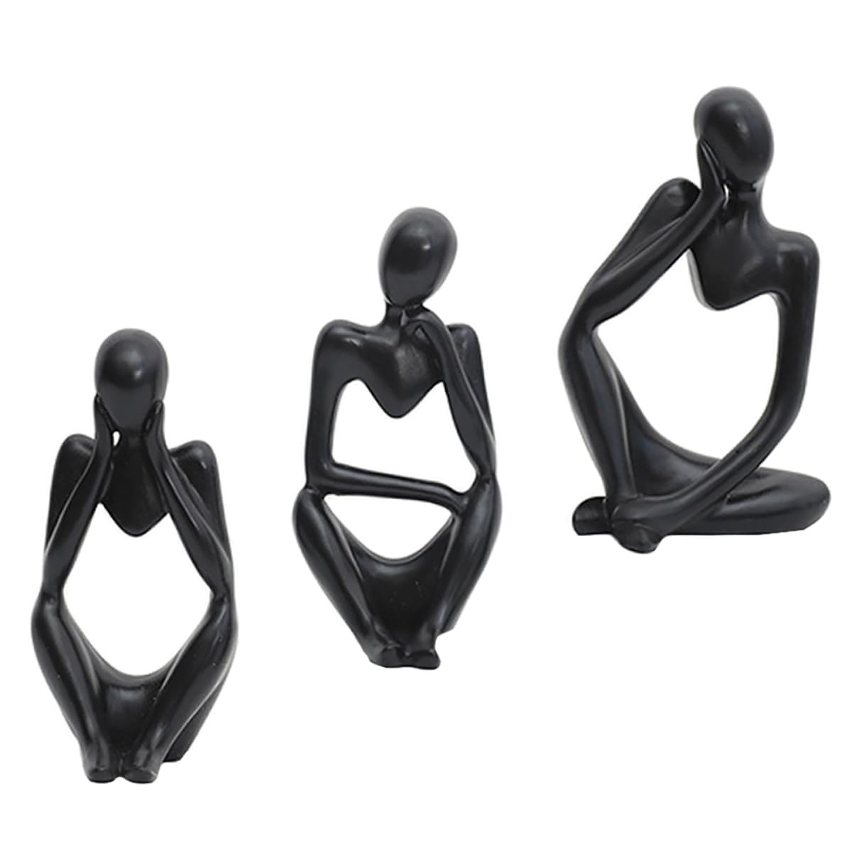 DECHOUS Statuetta Astratta di Figura Moderna 3 Pezzi in Resina Nera | Libreria e Soggiorno, Design Semplice Artistico, Oggettistica da Casa per Tavolo
