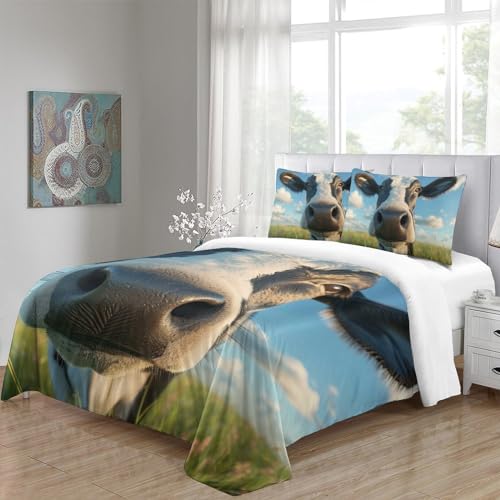 Parure de lit vache 3D respirante en microfibre douce pour des nuits fraîches