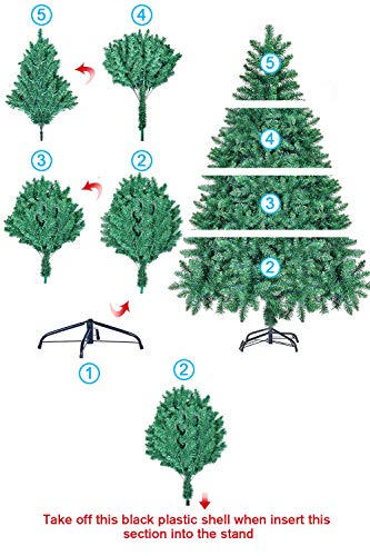 2020 Newest Christmas Tree 7.5ft Hinged Artificial Christmas Pine Tree Holiday Decoration Metal Stand 1200 Tips Easy Assembly