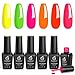 Beetles Gel Nail Polish Set, Neon Varnish 6 Colors Soak Off UV LED Gel Nail Kit, 7.3ml Each Bottle