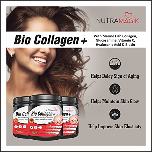 Nutramagik Marine Collagen Powder with Vitamin C & Hyaluronic Acid | For Hair and Skin Health | Metabolism Booster and for Muscle Health | 120 gm - Image 3