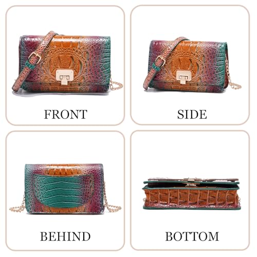 Small Crocodile Crossbody Cell Phone Purse for women Vegan Leather Clutch Wallet with Leather Shoulder Strap3