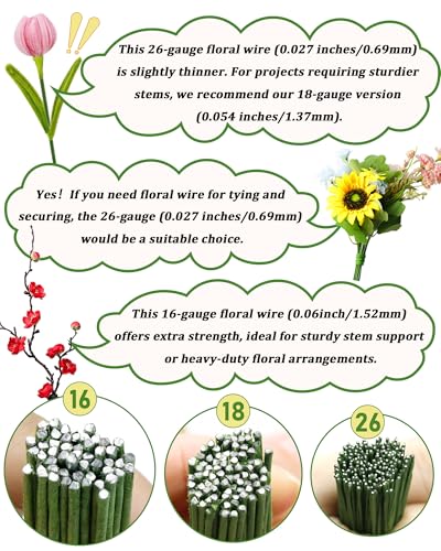 100 pcs fiveizero 18 gauge green floral wire stems for artificial flower makingflorist wireflower wires for craftsalambre para flores for wreaths flower arrangements and diy projects