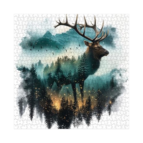 Puzzle de Arte Elk Forest para Adultos 1000 Piezas Naturaleza, Animales, Paisaje Mágico, Rompecabezas Desafiante miniatura 2