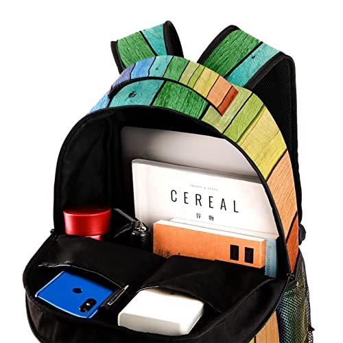 Bolsos de hombro para viajes y excursiones con estampado madera del arco iris 4