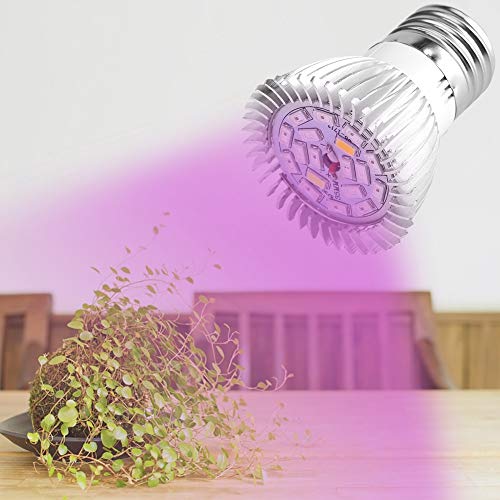 Delaman Grow Lamp Bulb Full Spectrum E27/E14/GU10 85-265V 18W 18 LED Grow Light Flower Plant Hydroponic Growth Bulb (Design : E27)