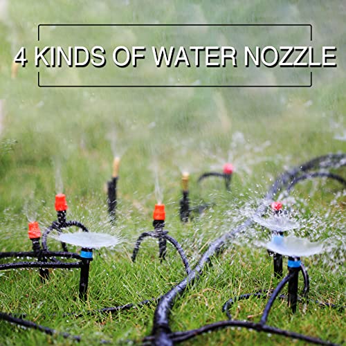 Drip Irrigation Kit, Muciakie 233Ft Irrigation System, Automatic Patio Misting Plant Garden Watering System With 1/4 Inch 1/2 Inch Black Distribution Tubing Hose Adjustable Nozzle Emitters Sprinkler Barbed Fittings #TOP5