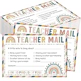 60Pcs Teacher Mail Notes to Parents, Good Behavior Incentive Cards Preschool Elementary Classroom Must Haves, Positive Postcard Boho Motivational Mail Cards for Kindergarten School Teacher Supplies