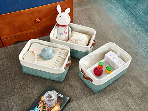 Image of DECOMOMO Small Storage Basket, Closet Storage Bins, Baskets for Organizing Shelves (Teal & White, Small - 6 Pack)