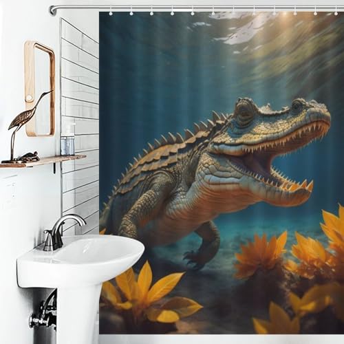 Rideau douche tissu motif crocodile de qualité supérieure 140x183 - 6